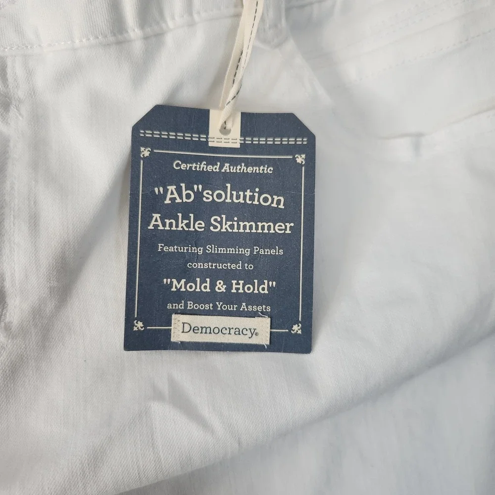 Democracy Ankle Skimmer Jeans 24W White Denim‎ AB Solution High-Rise Crop Beachy